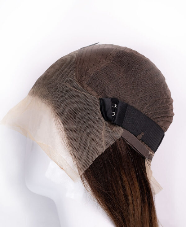 long bob human wig - 12" rooted brown.