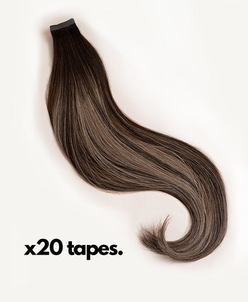 DSC02246-b tape-in hair extensions #2p10 ash brown balayage. - 24"/70g / Invisible