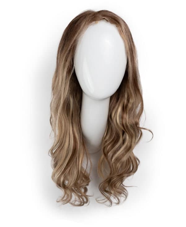 DSC03528-a front lace human wig - 20" ash blonde highlights.