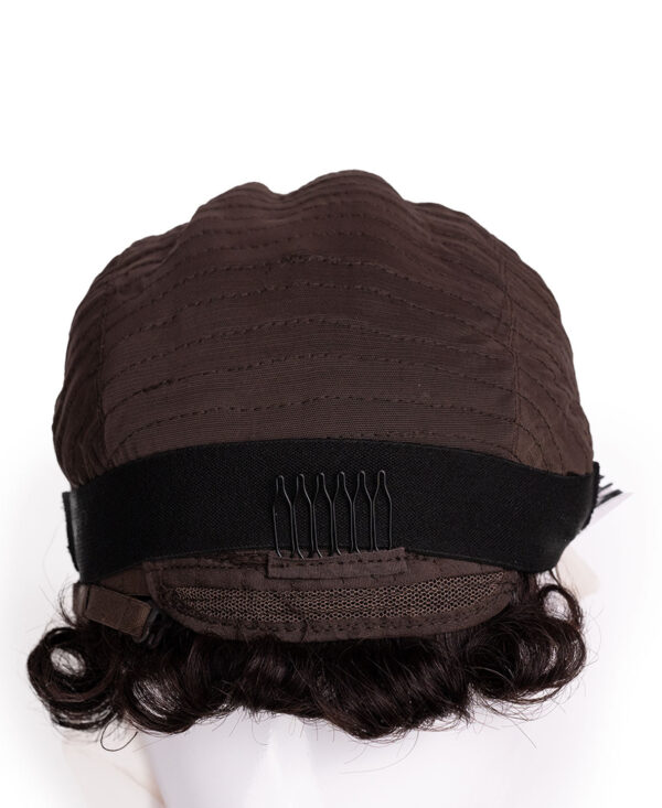 t-part curly human wig - 6" natural black.