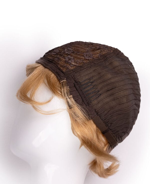 DSC03597-a wedge cut human wig - 8" honey blonde.