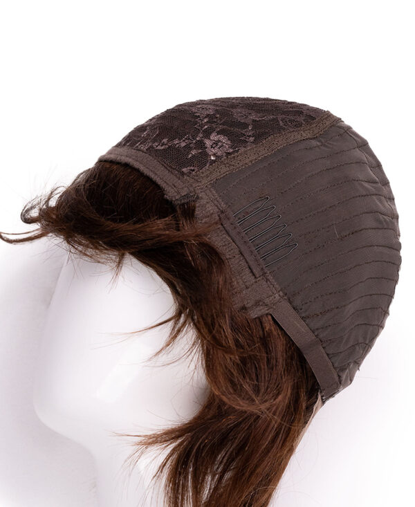 DSC03607-b wedge cut with bangs human wig - 8" chocolate brown.