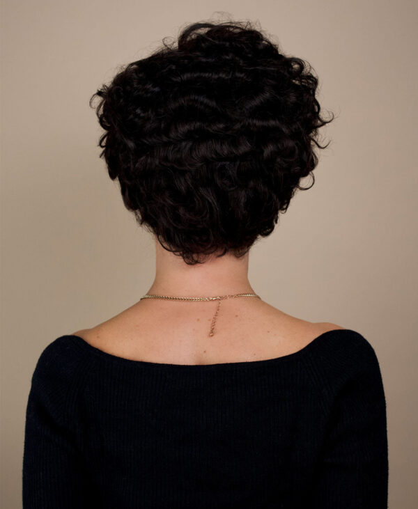 t-part curly human wig - 6" natural black.