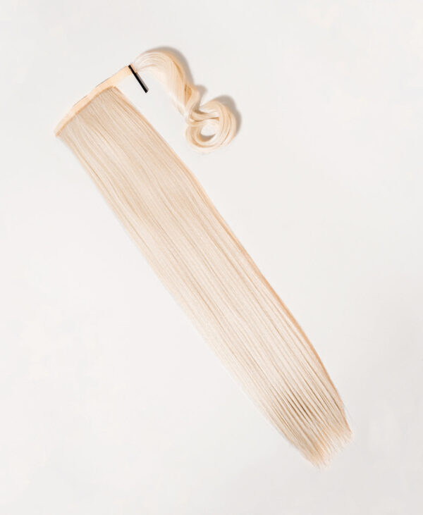DSC04031-b vegan fiber long straight ponytail - platinum blonde 26".