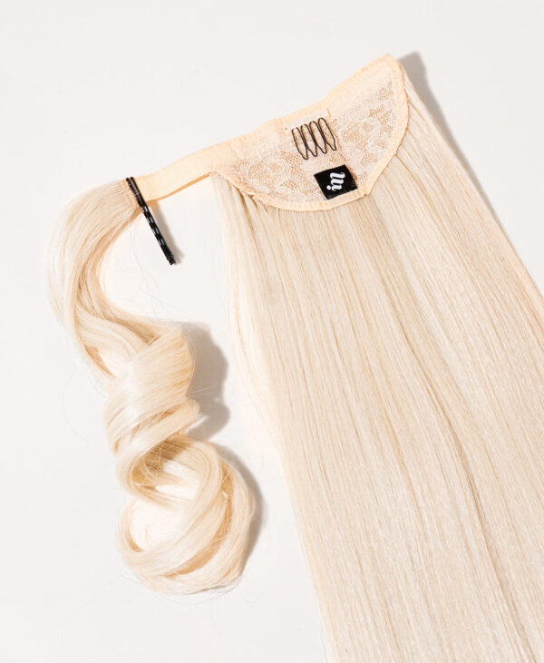 DSC04032-b vegan fiber long straight ponytail - platinum blonde 26".