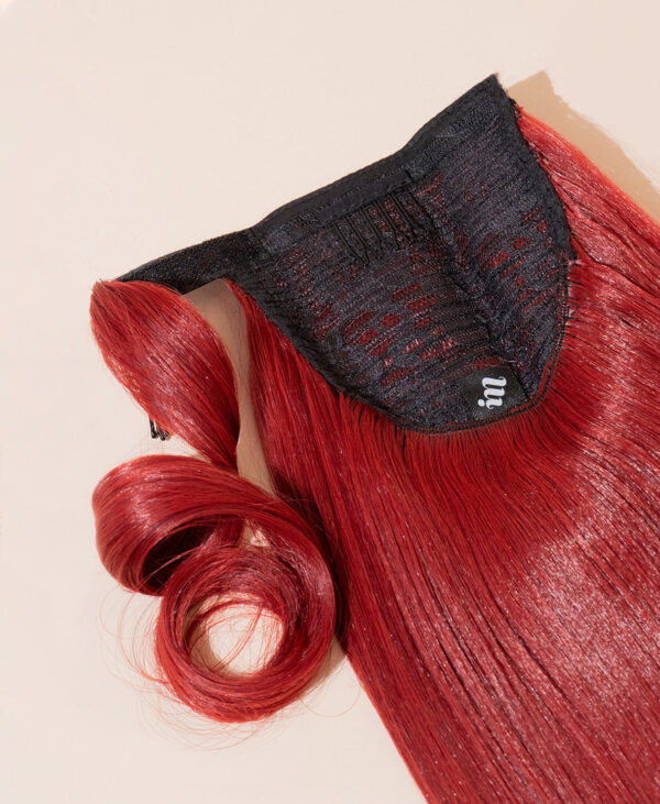 DSC04084-a vegan fiber flipped ends ponytail - ruby 17".