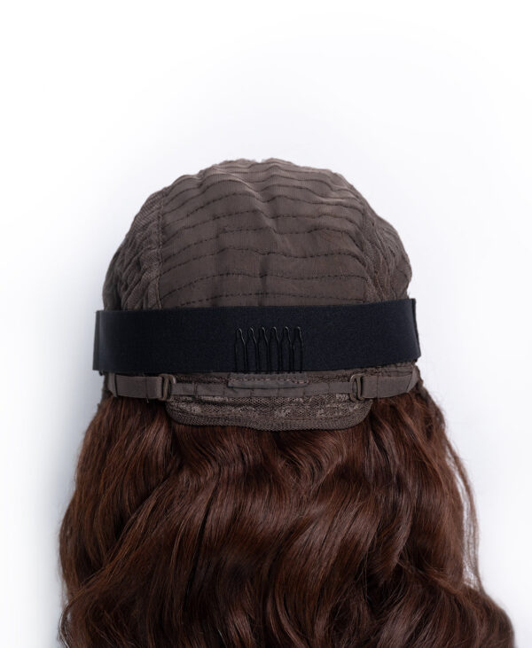 bouncy curls human wig - 16" medium brown.