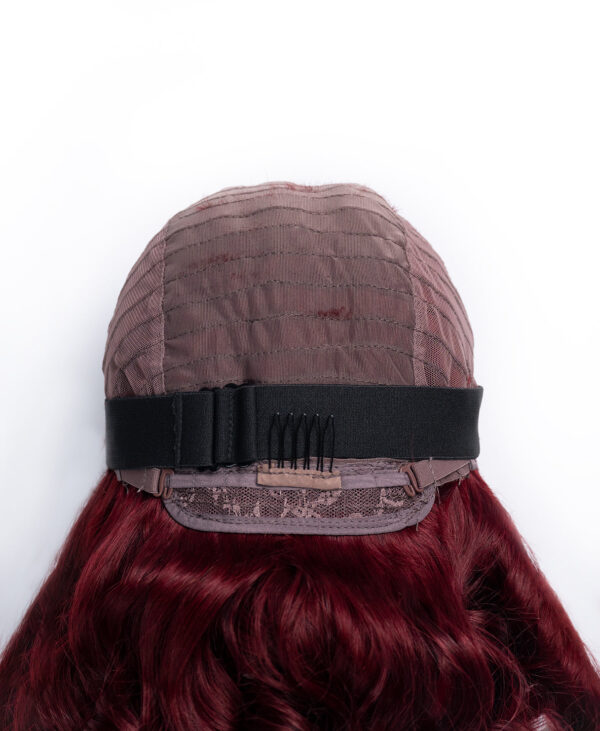 bouncy curls human wig - 14" dark red.