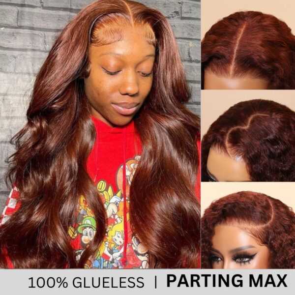 GLUELESS_18 Extra 60% Off |Sunber Reddish Brown Body Wave 13*4 Lace Front Wigs Pre-Plucked With Babyhair - 22 (Fast Shipping) / 13*4 Lace Frontal - 180% Density