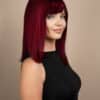 long bob with fringe human wig - 14" cherry red.