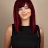 long bob with fringe human wig - 14" cherry red.