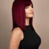 long bob with fringe human wig - 14" cherry red.