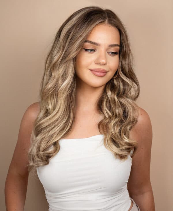 IMG_0176-b front lace human wig - 20" ash blonde highlights.