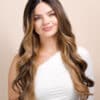 IMG_0948 vegan fiber caramel balayage moneypiece wig 24".