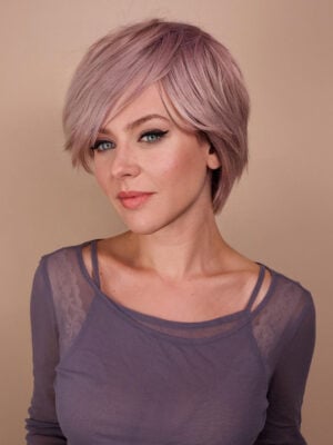 wedge cut human wig - 8" silver.