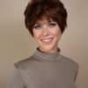 pixie cut human wig - 6" medium brown.
