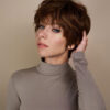 pixie cut human wig - 6" medium brown.
