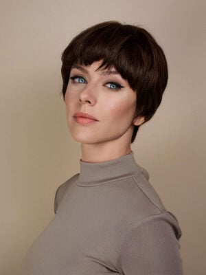pixie cut human wig - 6" chocolate brown.
