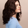 bouncy curls human wig - 16" medium brown.