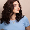 bouncy curls human wig - 16" medium brown.