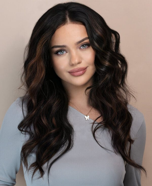 front lace human wig - 20" mocha brown balayage.