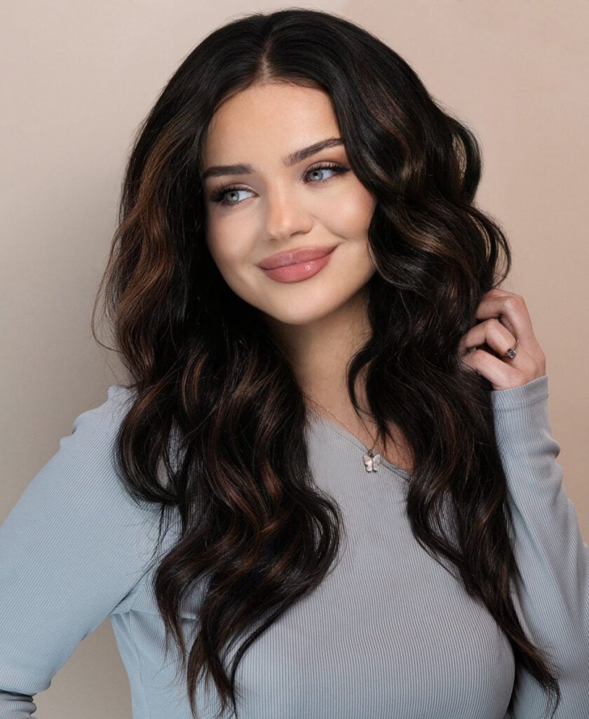 front lace human wig - 20" mocha brown balayage.