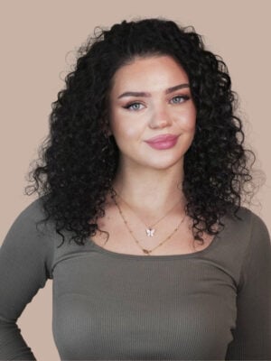 front lace human wig - 14" 3A curly natural black.
