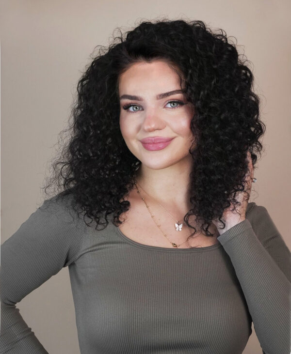 IMG_5111-a front lace human wig - 14" 3A curly natural black.
