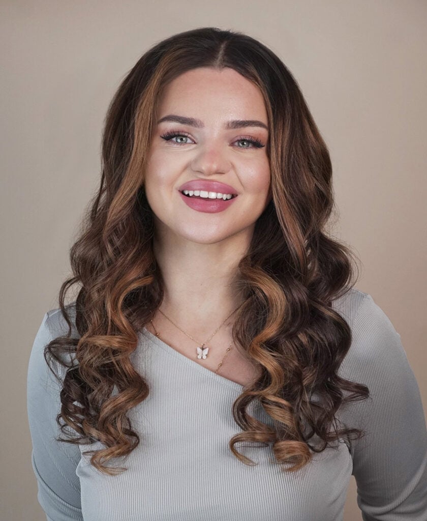 front lace human wig - 20" light brown balayage.