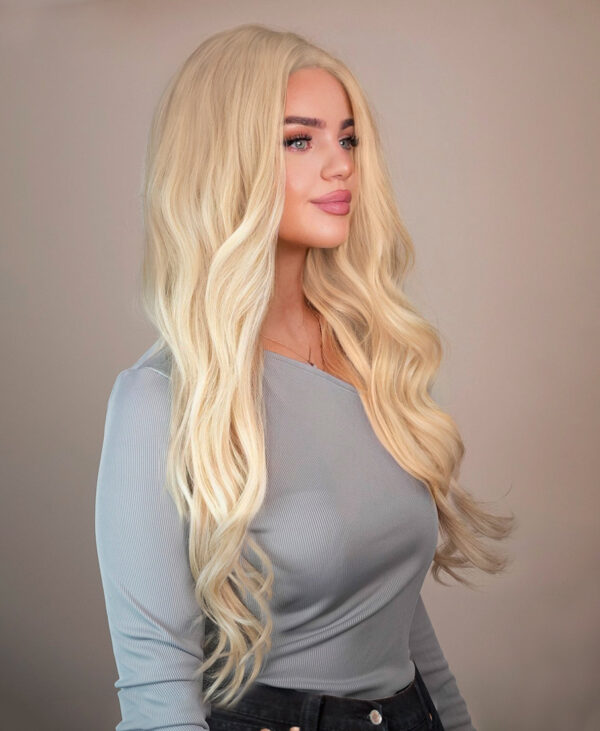 front lace human wig - 26" platinum blonde.