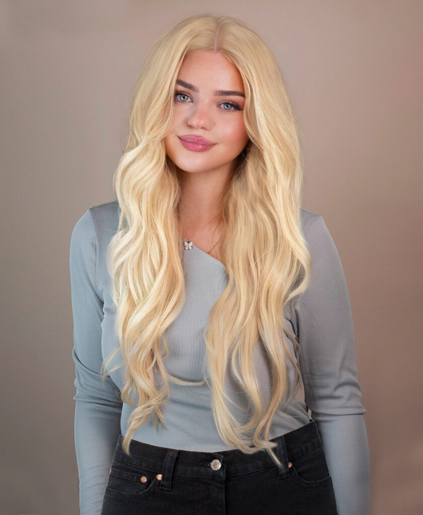 front lace human wig - 26" platinum blonde.