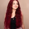 front lace human wig wavy 13x4 - 30" cherry red