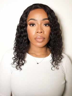 front lace human wig - 12" 3A curly natural black.