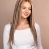 front lace human wig - 18" blonde highlights.