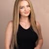 front lace human wig - 20" blonde highlights.
