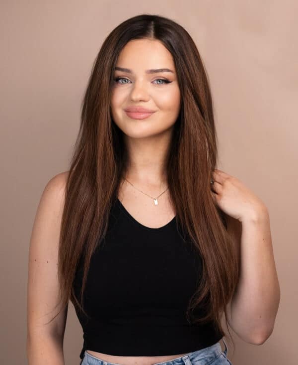 IMG_9212-a front lace human wig - 20" rooted brown.
