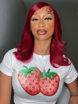 Burgundy Wig Colored Bob Wig Wavy Wigs Pre Cut Lace Wig 180% Density - 13x4 Lace / 180% / Recommend 14inch⭐