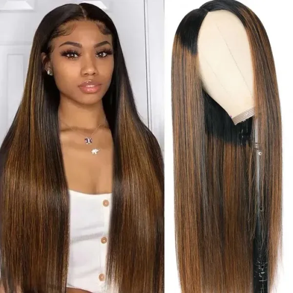 Highlights Straight Wig 360 Transparent Lace Front Wigs Human Hair Wig - 360 Lace / 150% / 24inch