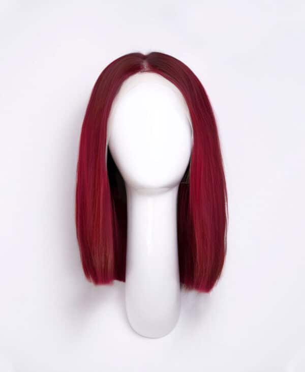 bob-wigs-cap-b long bob human wig - 12" cherry red.