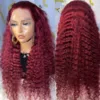 burgundy-deepwave-2 Dark 99J Burgundy Color Deep Wave 4x4/13x4/13x6 Lace Wig Pre-plucked 180% Density - 13x6 Lace / NO / 24inch