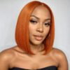 ginger Wear & Go Pre Cut Ginger Orange Bob Wigs Straight Glueless Human Hair Wigs - 4x4 Lace / 150% Density / 10 inch