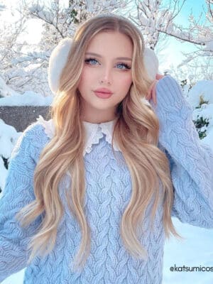 katsumicos invisible clip-in hair extensions #14-613 blonde highlights. - 14" / Classic