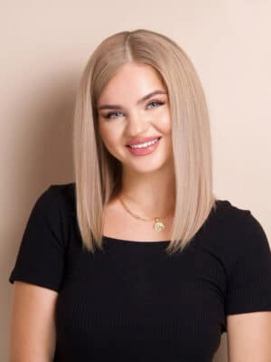 photo-150-a long bob human wig - 12" ash blonde.