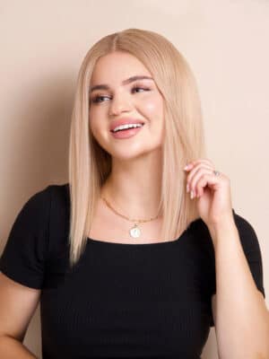 long bob human wig - 12" honey blonde.