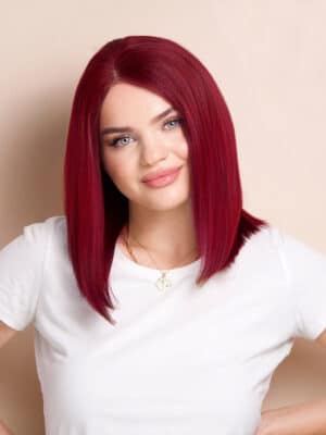 long bob human wig - 12" cherry red.