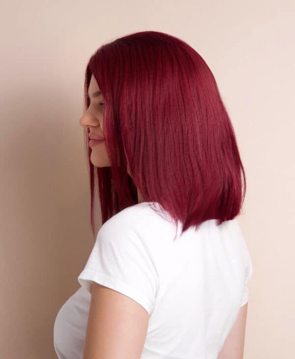 photo-170-c long bob human wig - 12" cherry red.