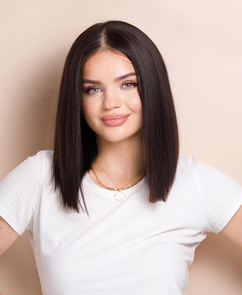 long bob human wig - 12" natural black.