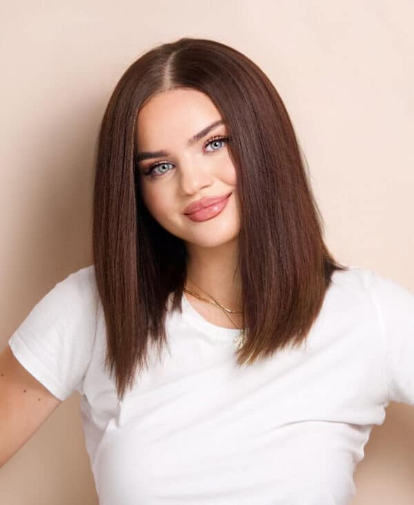 long bob human wig - 12" chocolate brown.