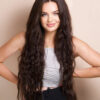 photo-90-1 vegan fiber mermaid waves wig 32" medium brown.