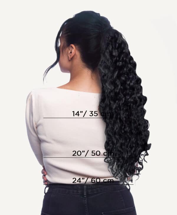 pony-girls-back-1-curly curly ponytail - #1 jet black. - 14 inches